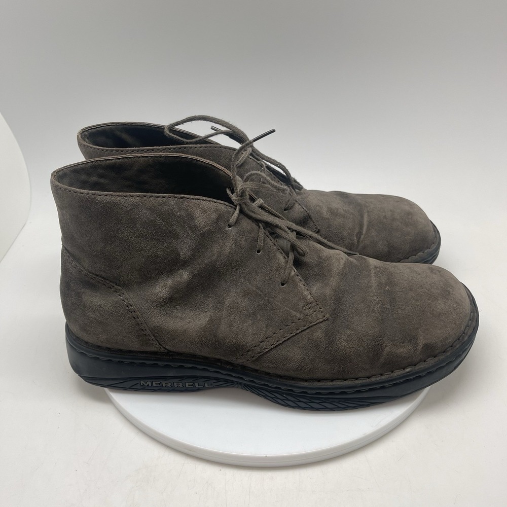 Merrell World Traveler Gunsmoke Boots Mens 11‎ Brown Suede Lace Up Casual 40385